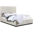 Bowery Hill Contemporary Beige Linen Textured Fabric Queen Bed