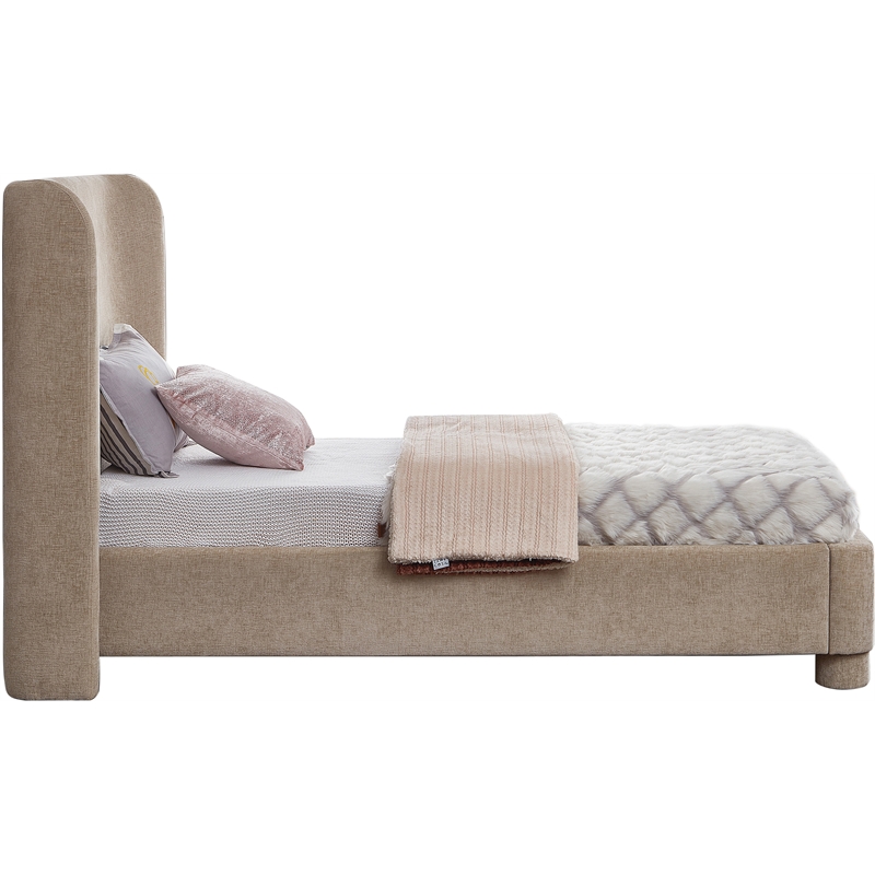 Bowery Hill Contemporary Upholstered Beige Chenille Fabric Twin Bed