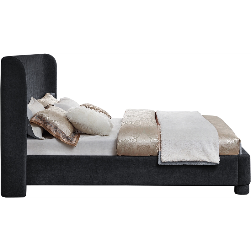 Bowery Hill Contemporary Upholstered Black Chenille Fabric Full Bed