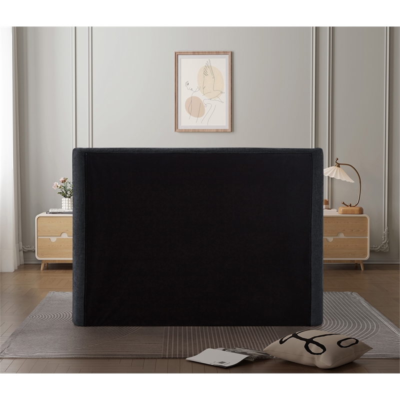 Bowery Hill Contemporary Upholstered Black Chenille Fabric Queen Bed