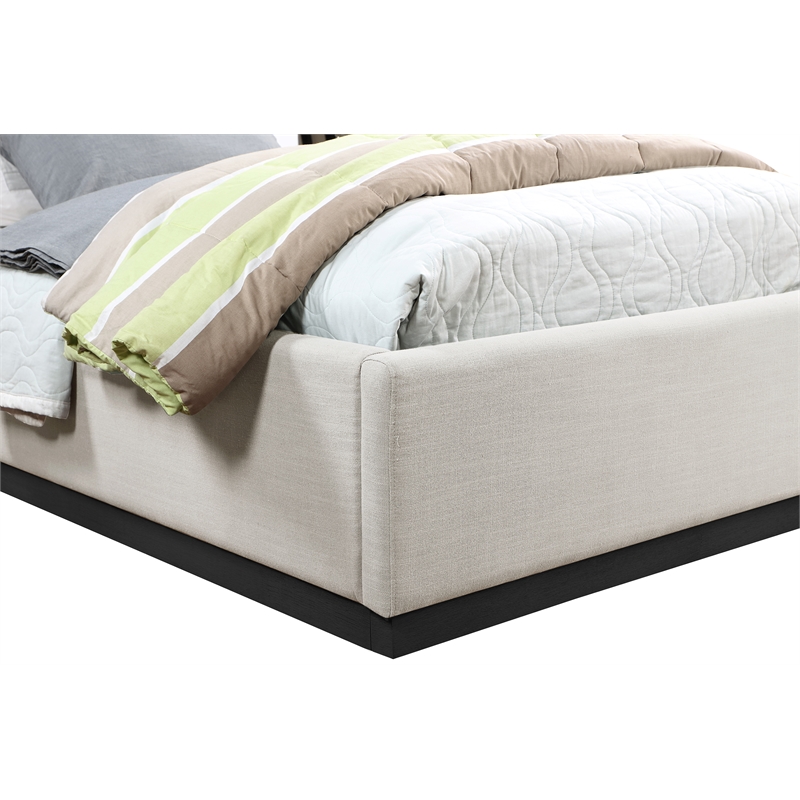 Bowery Hill Contemporary Beige Linen Textured Fabric Twin Bed