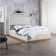 Bowery Hill Contemporary Cream Linen Textured Fabric Queen Bed