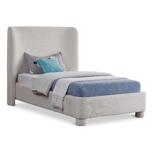 Bowery Hill Contemporary Cream Linen Textured Fabric Twin Bed