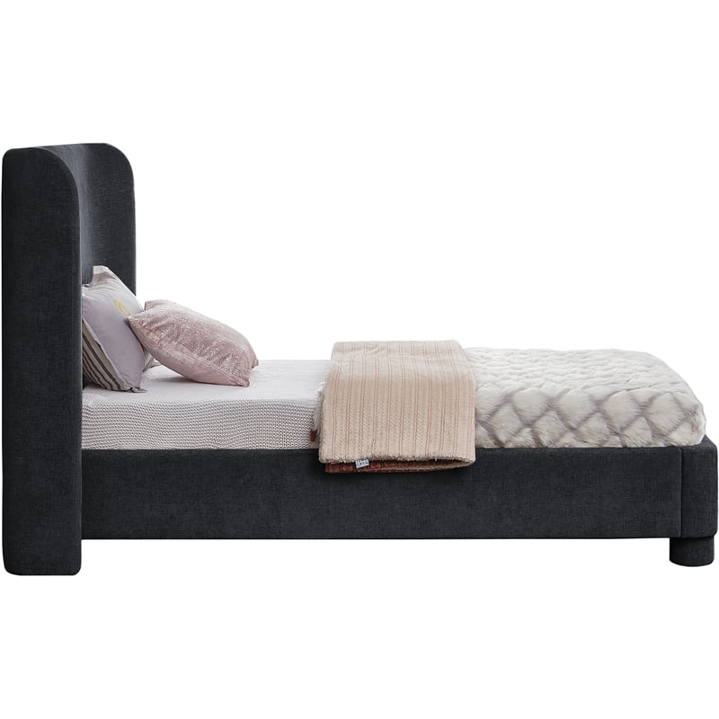 Bowery Hill Contemporary Upholstered Black Chenille Fabric Twin Bed