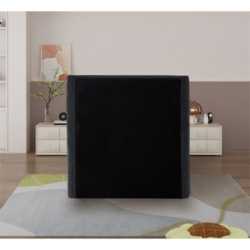 Bowery Hill Contemporary Upholstered Black Chenille Fabric Twin Bed
