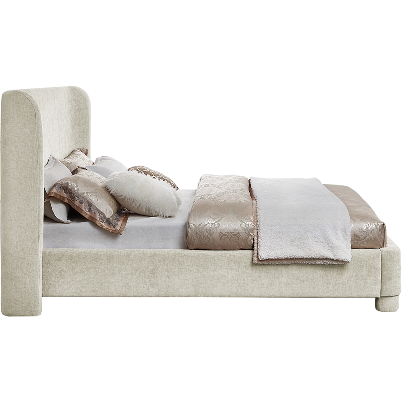 Bowery Hill Contemporary Upholstered Cream Chenille Fabric Full Bed