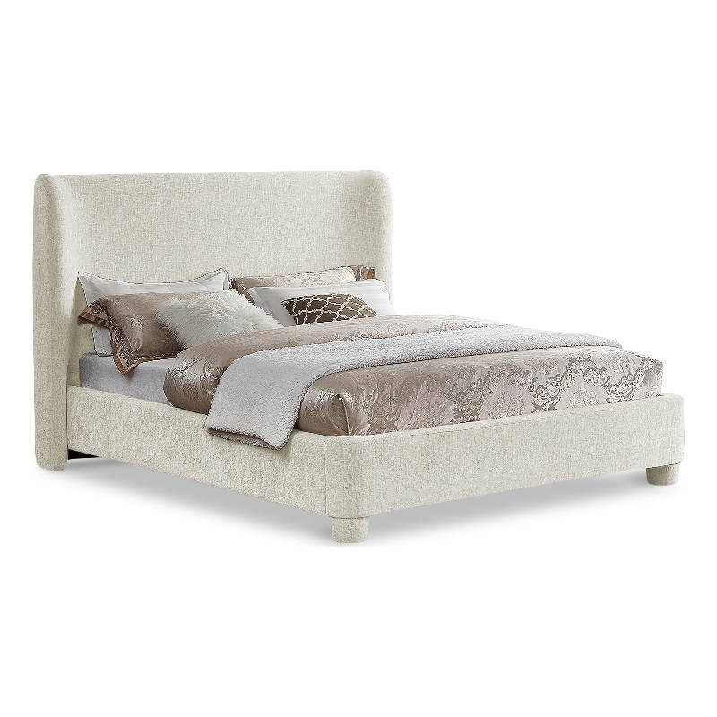Bowery Hill Contemporary Upholstered Cream Chenille Fabric Full Bed