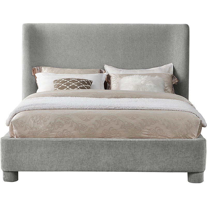 Bowery Hill Contemporary Light Grey Chenille Fabric Queen Bed