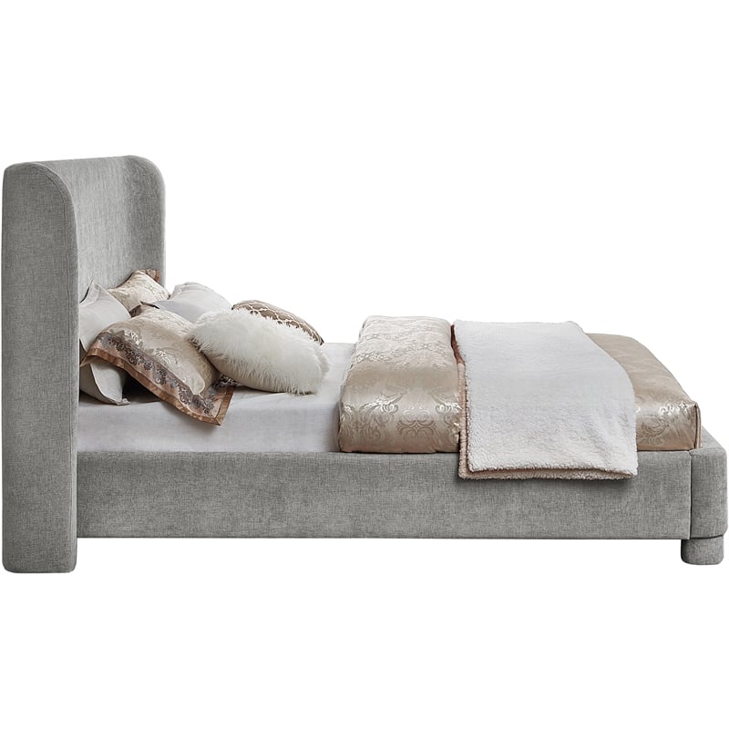 Bowery Hill Contemporary Light Grey Chenille Fabric Queen Bed