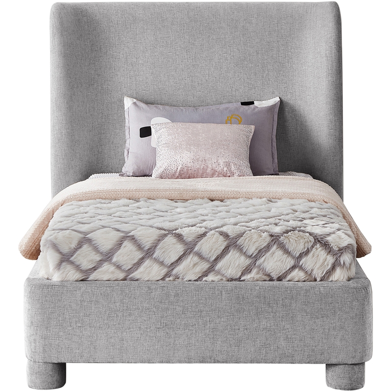 Bowery Hill Contemporary Light Grey Chenille Fabric Twin Bed