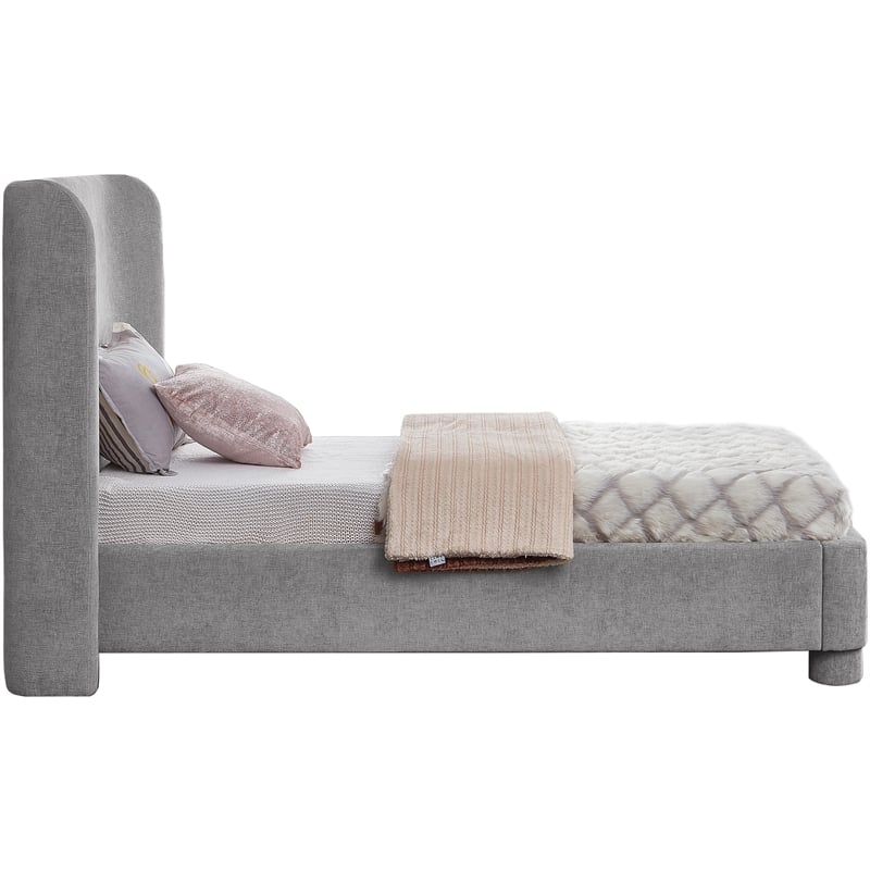 Bowery Hill Contemporary Light Grey Chenille Fabric Twin Bed