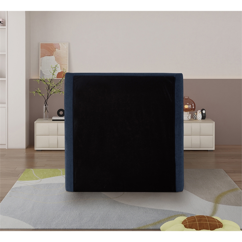 Bowery Hill Contemporary Upholstered Navy Chenille Fabric Twin Bed