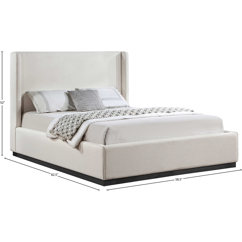 Bowery Hill Contemporary Beige Linen Textured Fabric Full Bed