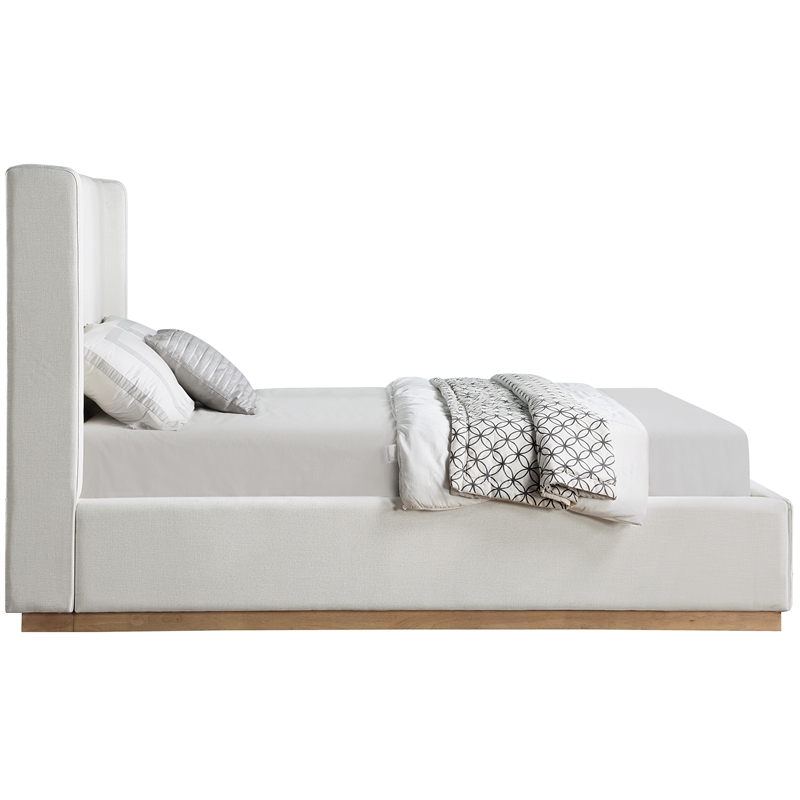 Bowery Hill Contemporary Cream Linen Textured Fabric Full Bed