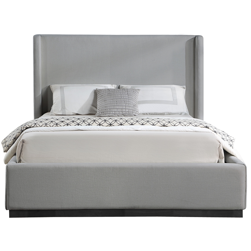 Bowery Hill Contemporary Grey Linen Textured Fabric Full Bed