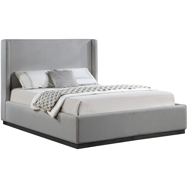 Bowery Hill Contemporary Grey Linen Textured Fabric Full Bed