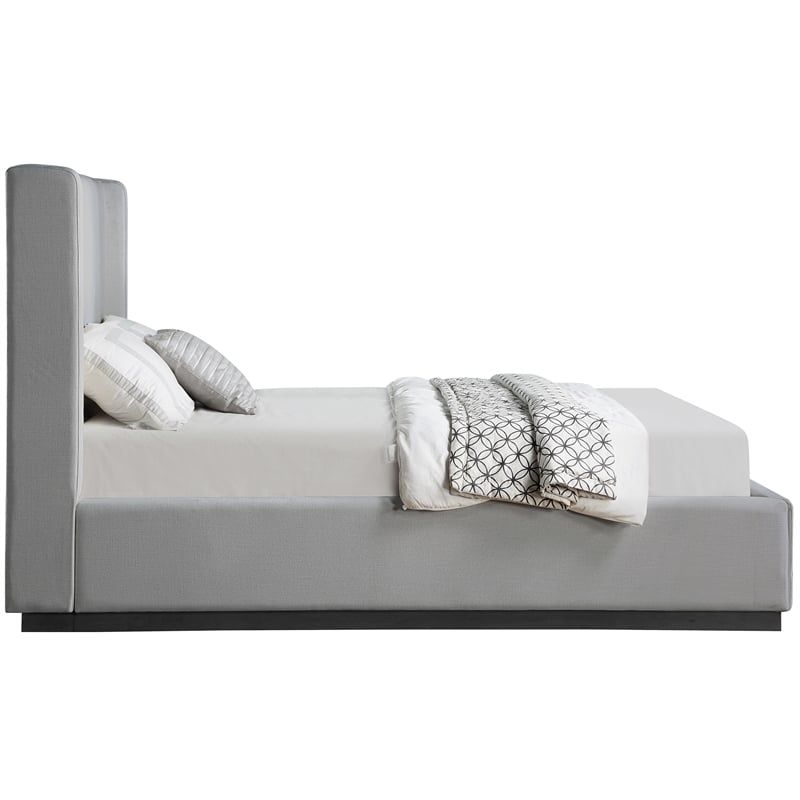 Bowery Hill Contemporary Grey Linen Textured Fabric King Bed