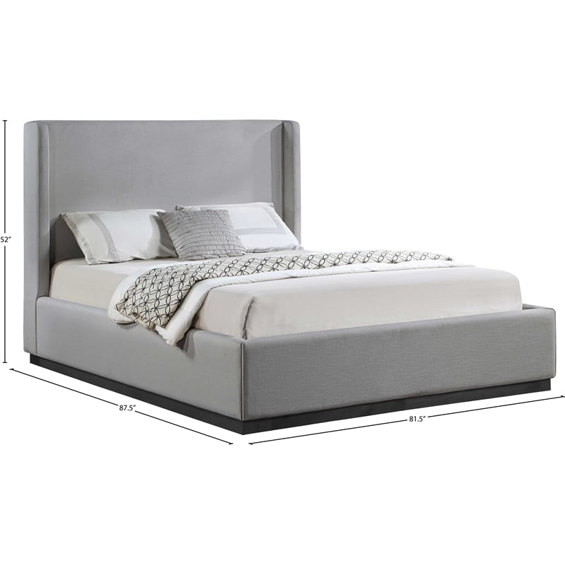 Bowery Hill Contemporary Grey Linen Textured Fabric King Bed