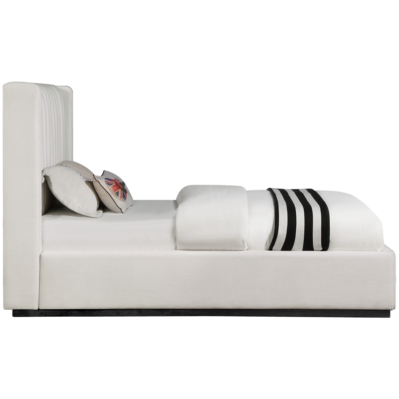 Bowery Hill Contemporary Beige Linen Textured Fabric Twin Bed