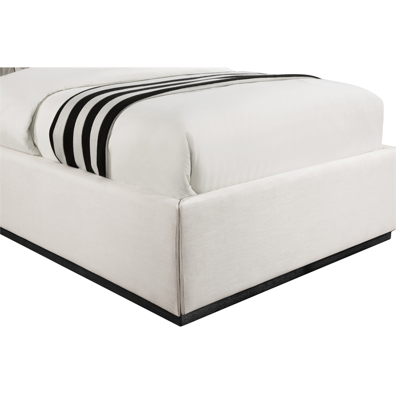 Bowery Hill Contemporary Beige Linen Textured Fabric Twin Bed