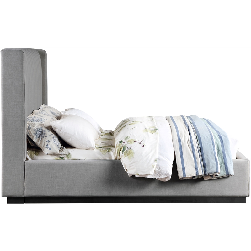 Bowery Hill Contemporary Grey Linen Textured Fabric Full Bed