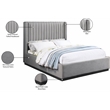 Bowery Hill Contemporary Grey Linen Textured Fabric Queen Bed