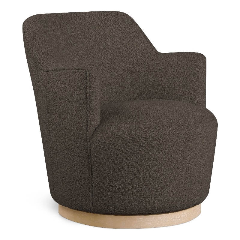 Bowery Hill Contemporary Brown Boucle Fabric Swivel Accent Chair