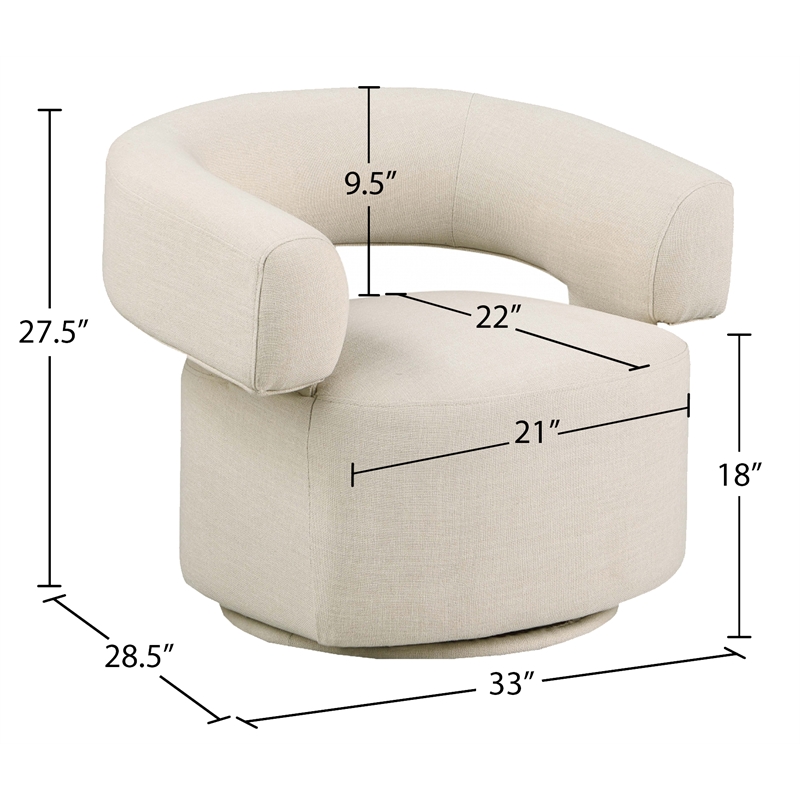 Bowery Hill Upholstered Beige Linen Textured Fabric Swivel Accent Chair