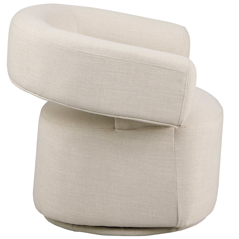 Bowery Hill Upholstered Beige Linen Textured Fabric Swivel Accent Chair