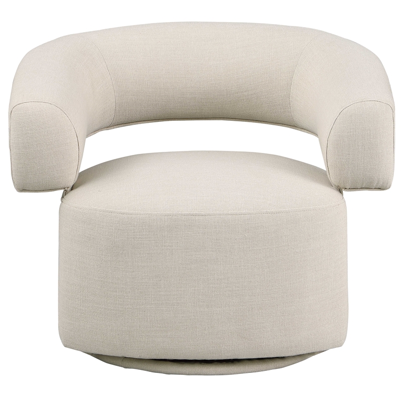 Bowery Hill Upholstered Beige Linen Textured Fabric Swivel Accent Chair