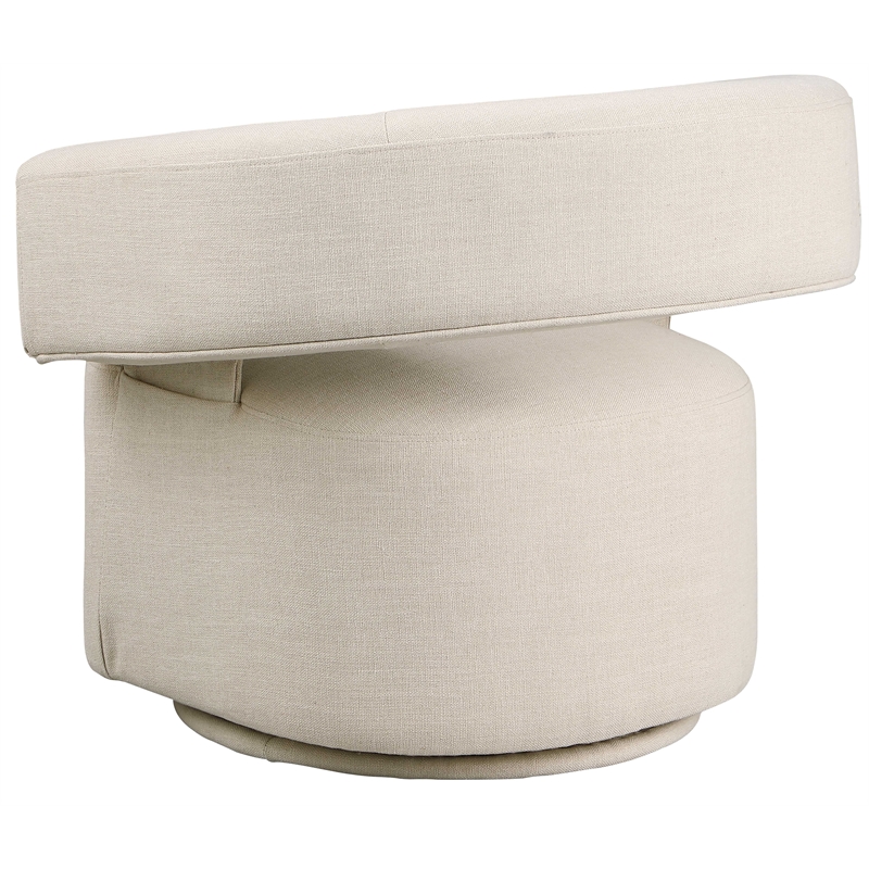 Bowery Hill Upholstered Beige Linen Textured Fabric Swivel Accent Chair