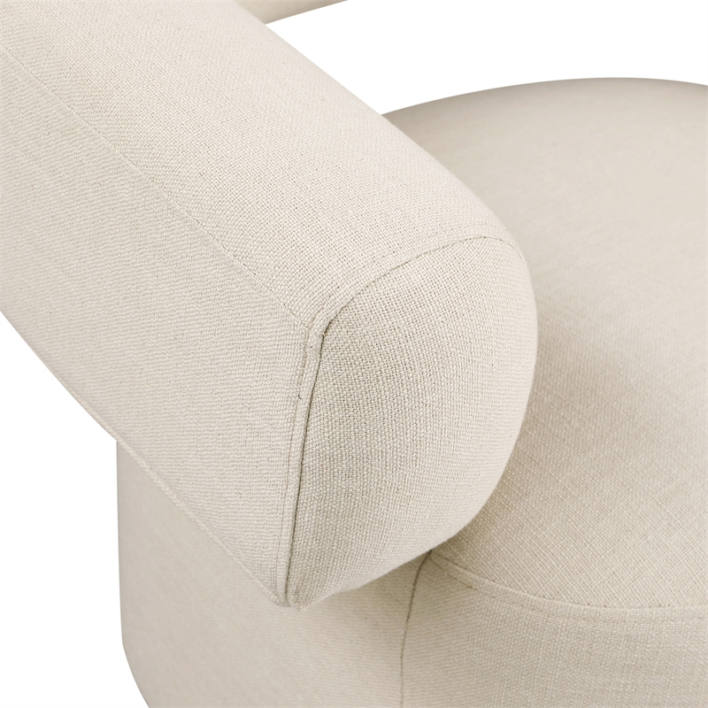 Bowery Hill Upholstered Beige Linen Textured Fabric Swivel Accent Chair