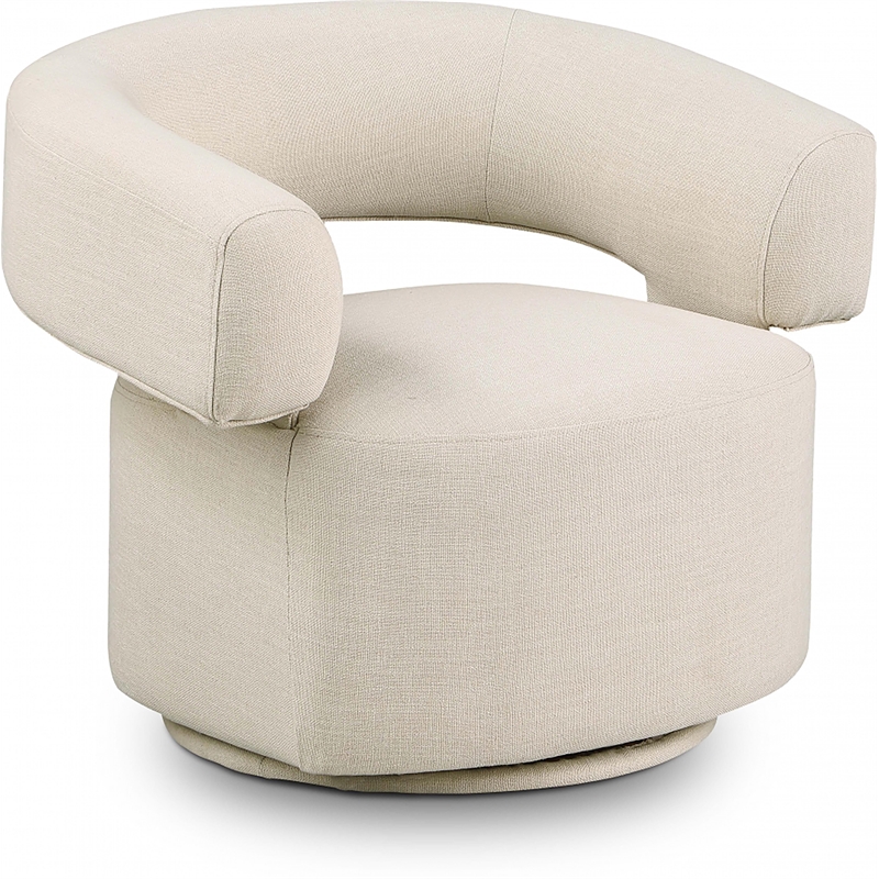 Bowery Hill Upholstered Beige Linen Textured Fabric Swivel Accent Chair