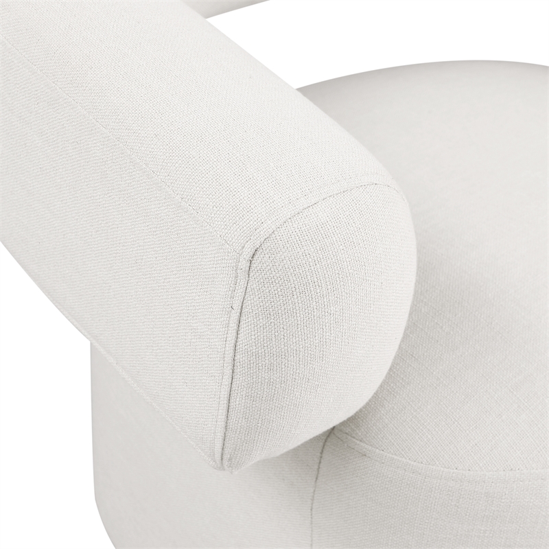 Bowery Hill Upholstered Cream Linen Textured Fabric Swivel Accent Chair
