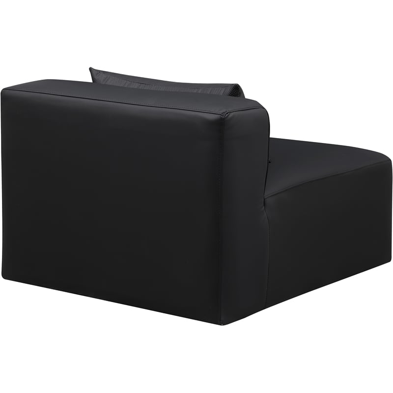 Bowery Hill Contemporary Soft Black Vegan Leather Armless Chair