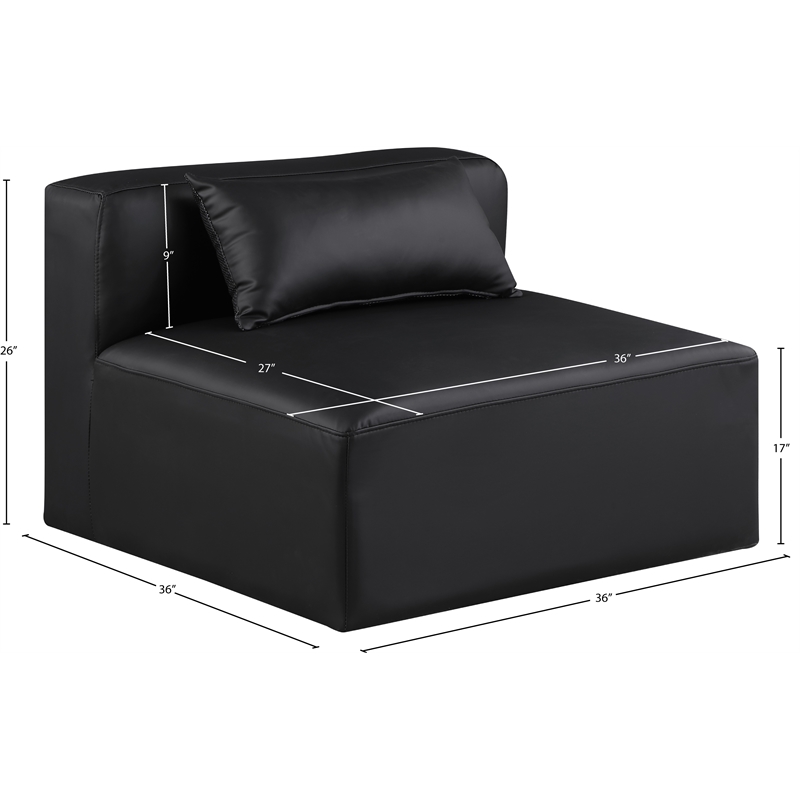 Bowery Hill Contemporary Soft Black Vegan Leather Armless Chair