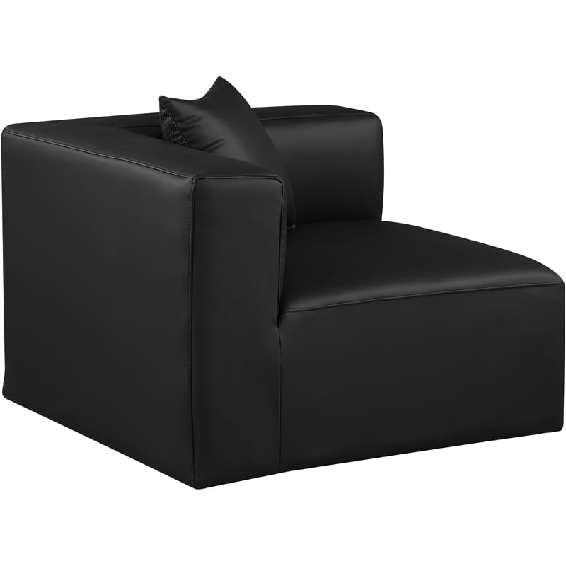 Bowery Hill Contemporary Soft Black Vegan Leather Corner Chair