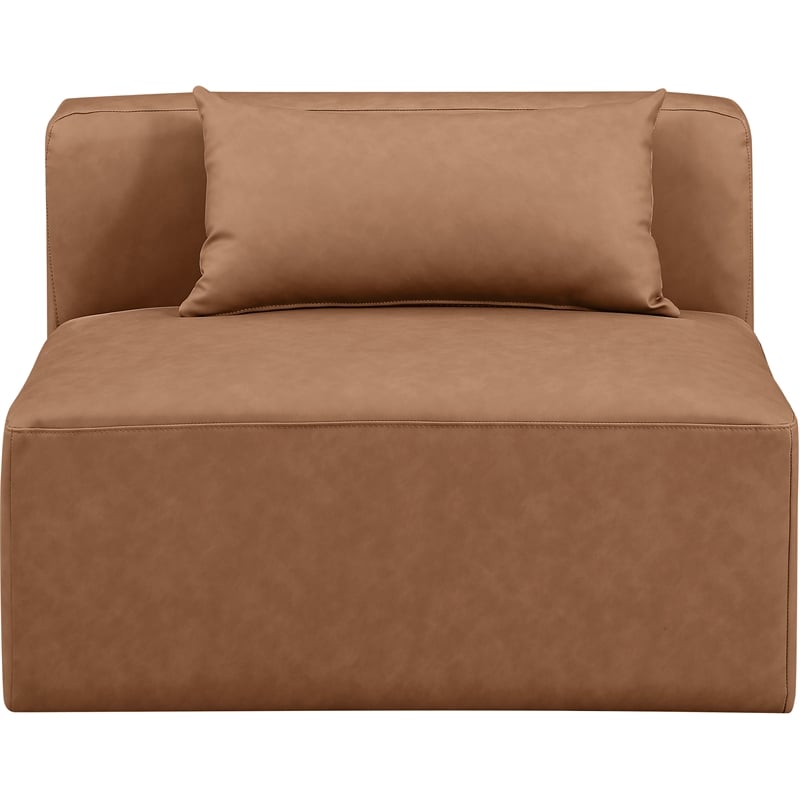 Bowery Hill Contemporary Soft Brown Vegan Leather Armless Chair