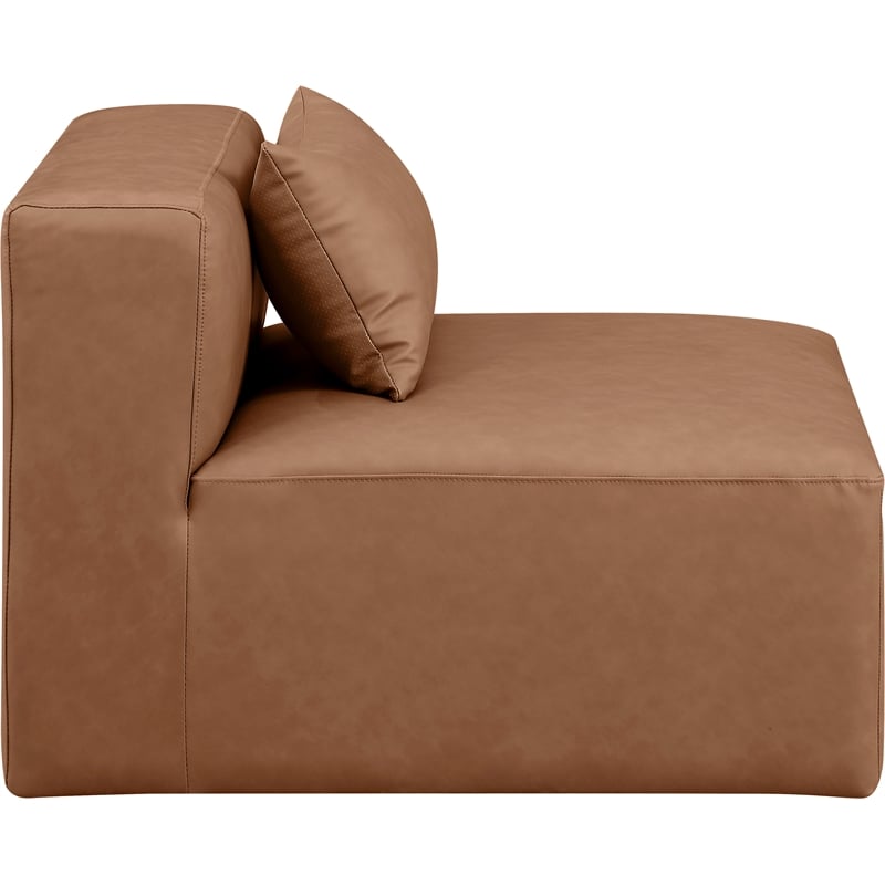 Bowery Hill Contemporary Soft Brown Vegan Leather Armless Chair