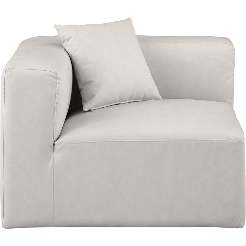 Bowery Hill Contemporary Soft Cream Vegan Leather Corner Chair