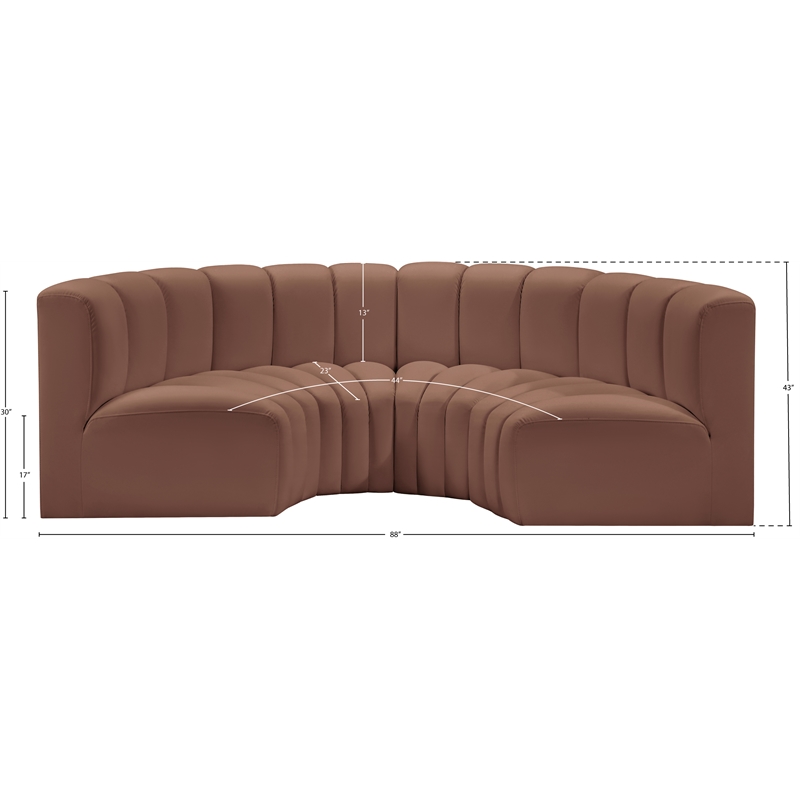 Bowery Hill Contemporary Cognac Vegan Leather Modular Sectional