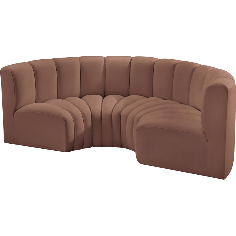 Bowery Hill Contemporary Cognac Vegan Leather Modular Sectional