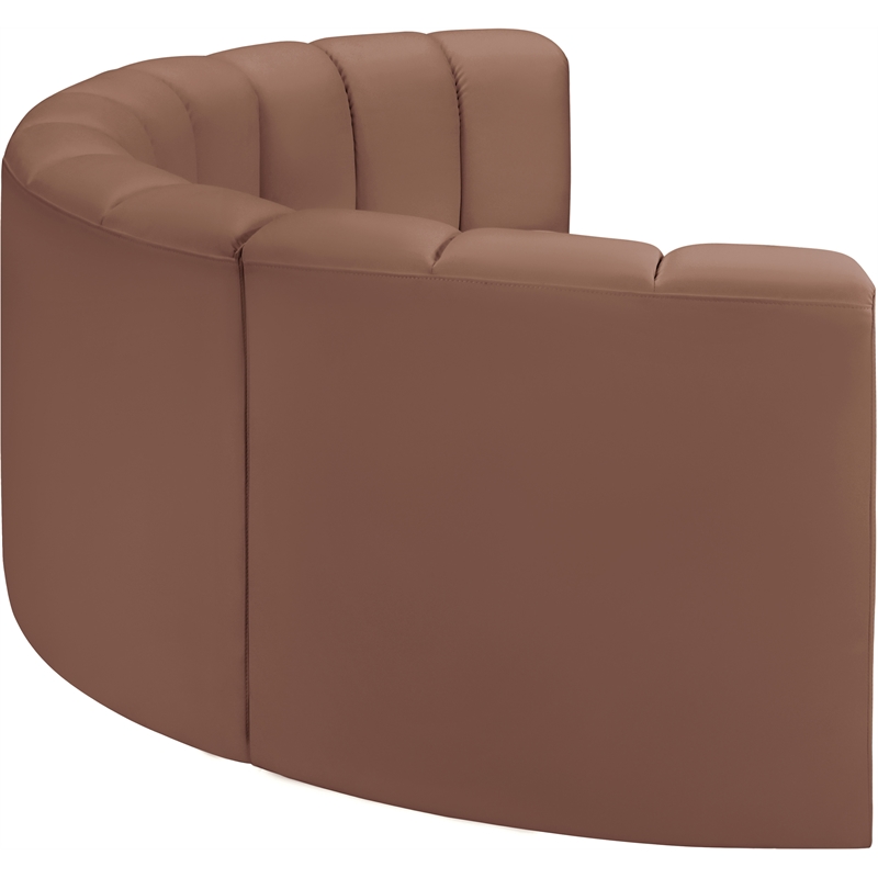 Bowery Hill Contemporary Cognac Vegan Leather Modular Sectional
