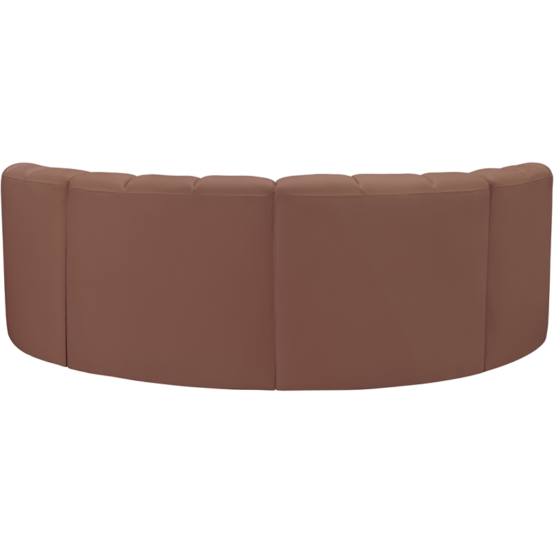 Bowery Hill Contemporary Cognac Vegan Leather Modular Sectional