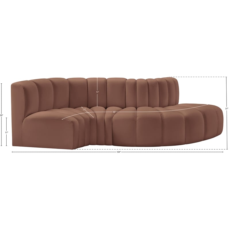 Bowery Hill Contemporary Cognac Vegan Leather Modular Sectional