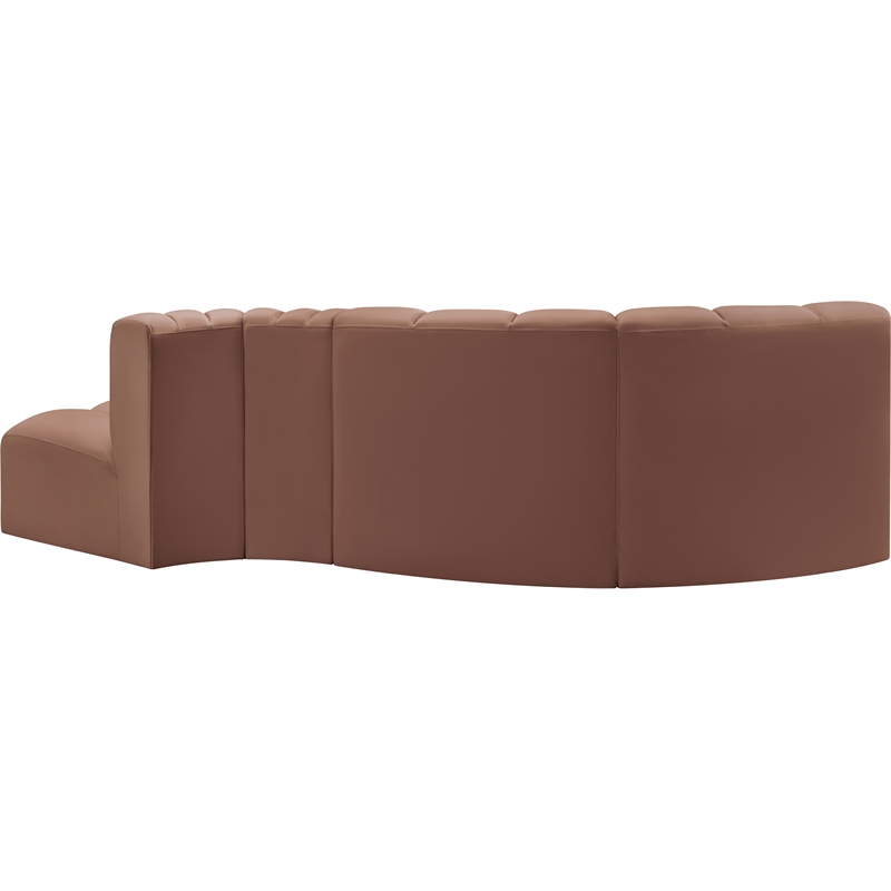 Bowery Hill Contemporary Cognac Vegan Leather Modular Sectional
