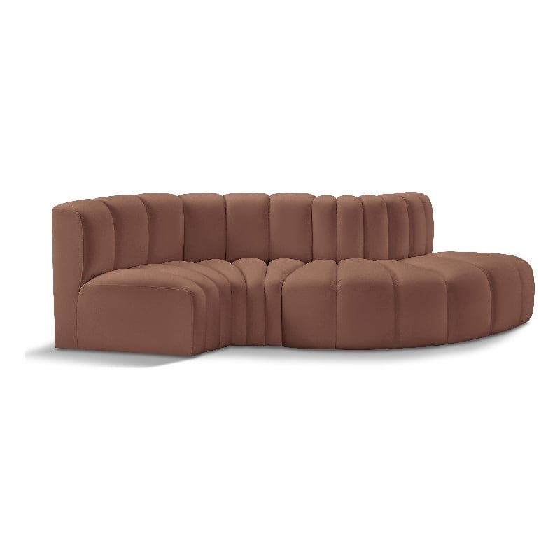 Bowery Hill Contemporary Cognac Vegan Leather Modular Sectional
