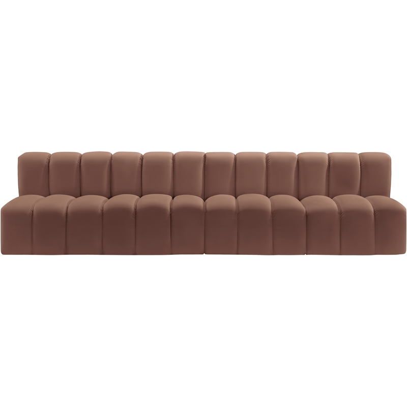 Bowery Hill Contemporary Cognac Vegan Leather Modular Sectional