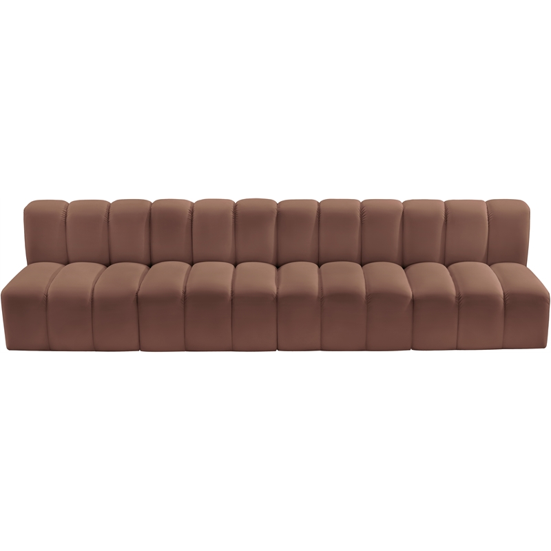 Bowery Hill Contemporary Cognac Vegan Leather Modular Sectional