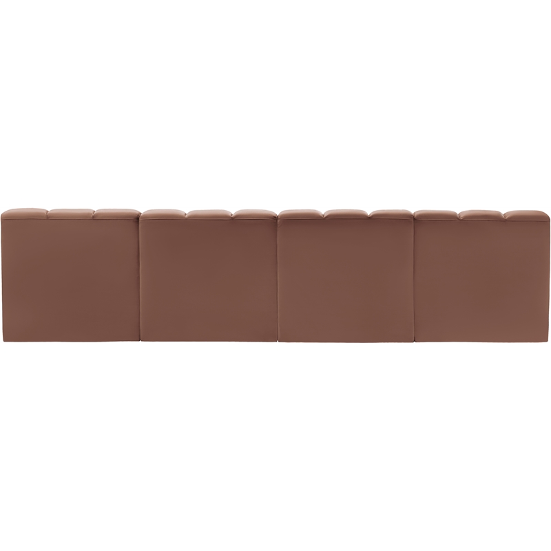 Bowery Hill Contemporary Cognac Vegan Leather Modular Sectional
